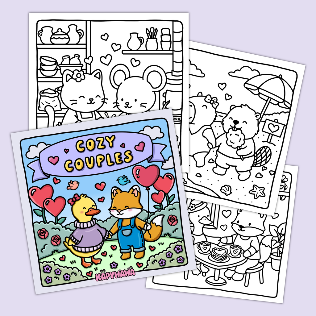 Cozy Couples – Cute Animal Couples Coloring Book