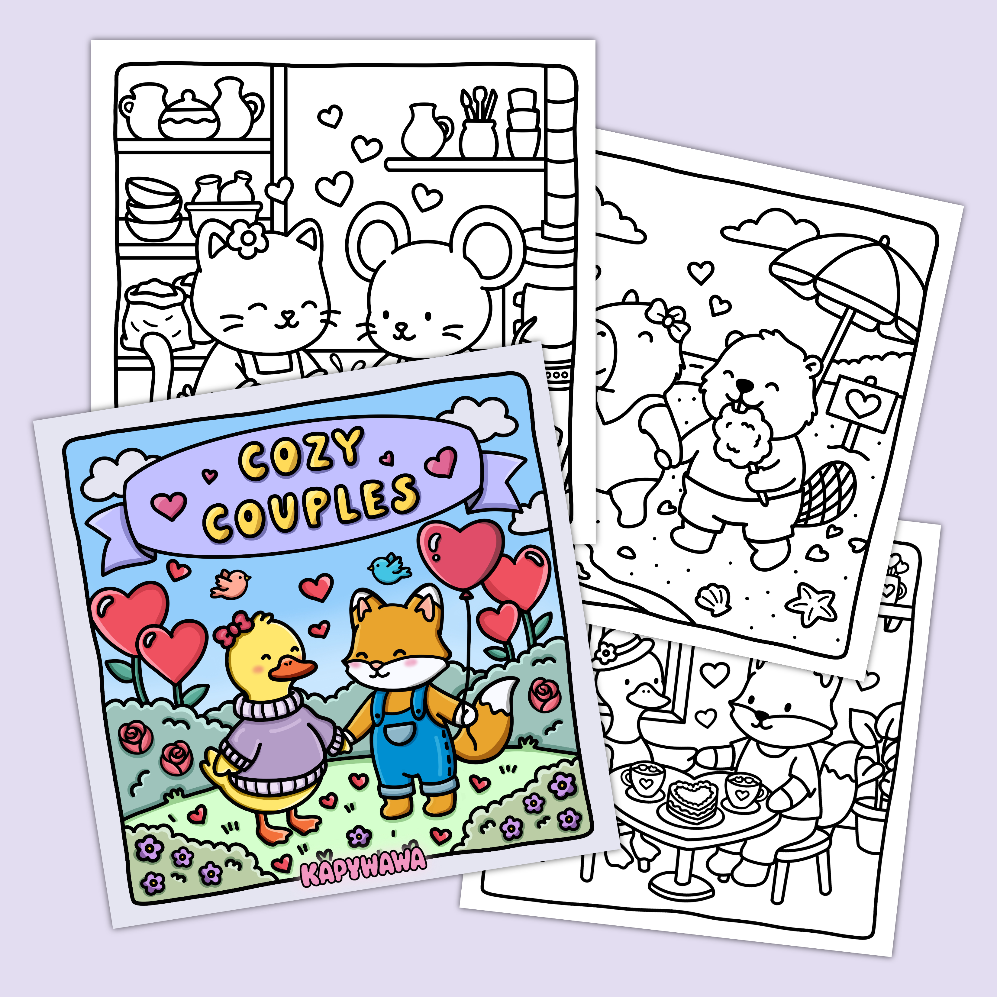 Cozy Couples – Cute Animal Couples Coloring Book