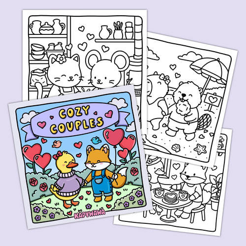 Cozy Couples – Cute Animal Couples Coloring Book